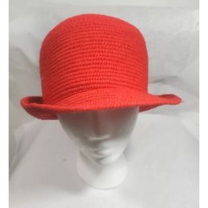 Vintage Everitt Women’s Red Knit Ribbed Cloche Bucket Flapper Style Hat